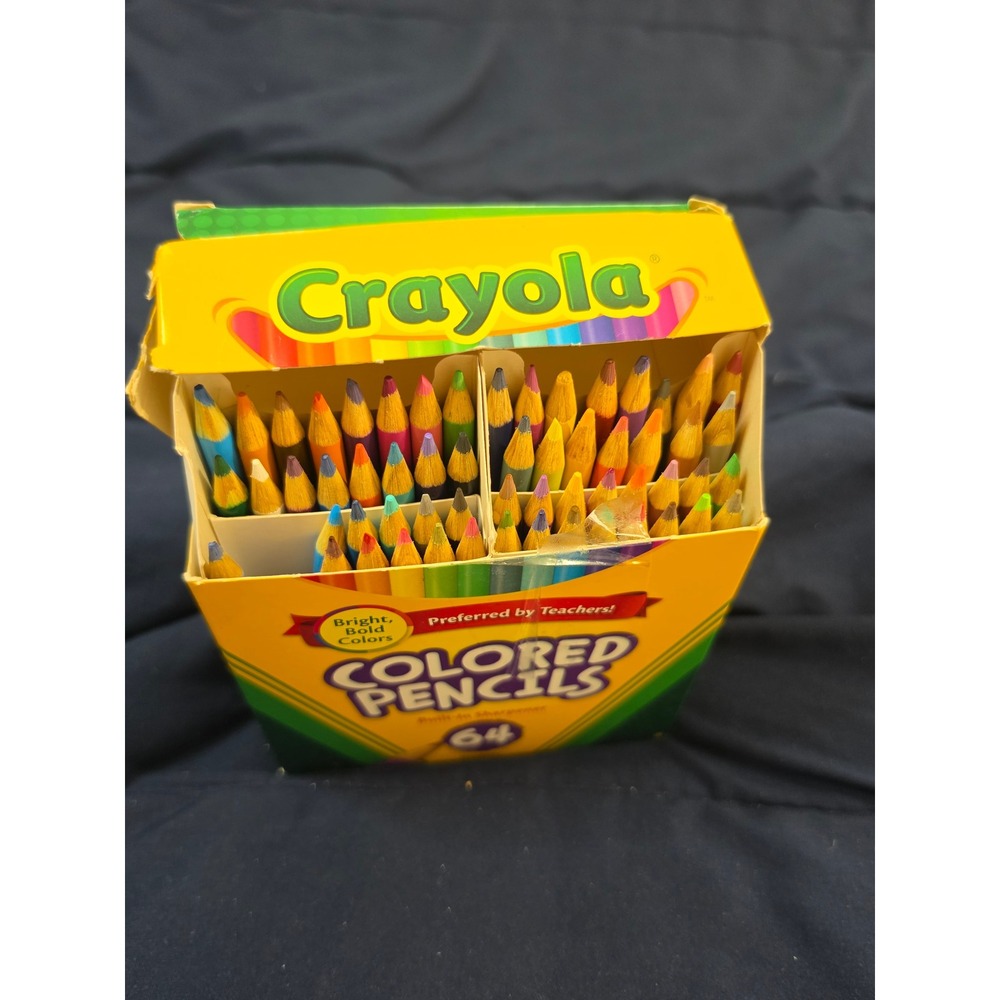 Crayola Colored Pencils 64 Count Set few missing  rare colors Bright Bold Color